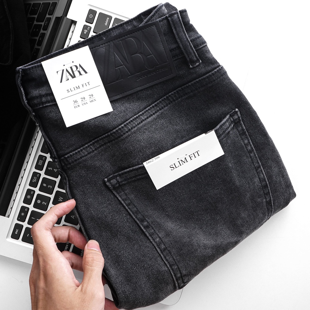 Quần jean dài nam Zara xám wax (Form Slimfit,chất vải co dãn,ống quần 15 - 17cm) - JZR 526