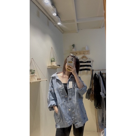 Áo khoác bò trơn fom rộng dáng unisex hàng chuẩn L1