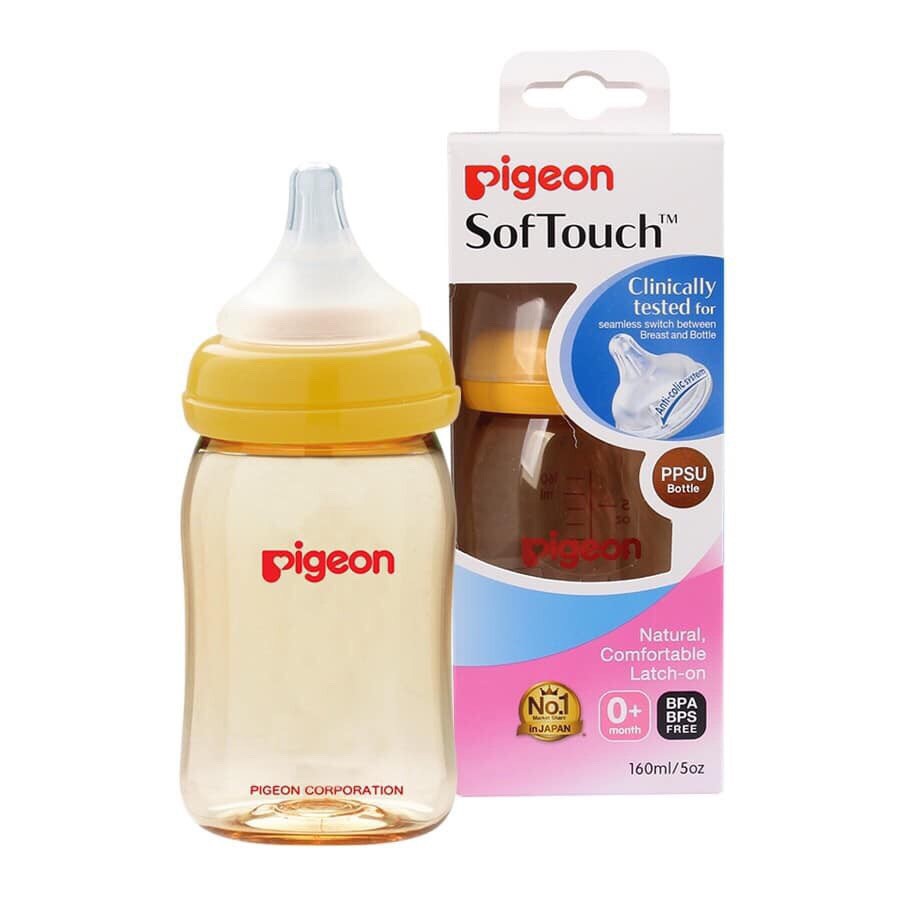 [CHÍNH HÃNG]Bình sữa cổ rộng PPSU Plus Pigeon 160ml-240ml