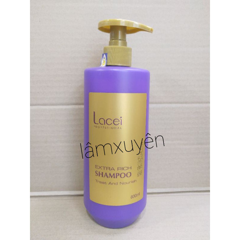 Dầu gội Lacei 800ml  giúp tóc mềm mượt chắc khỏe , suôn mượt óng ả , cải thiện khô xơ , hư tổn , tóc nát.