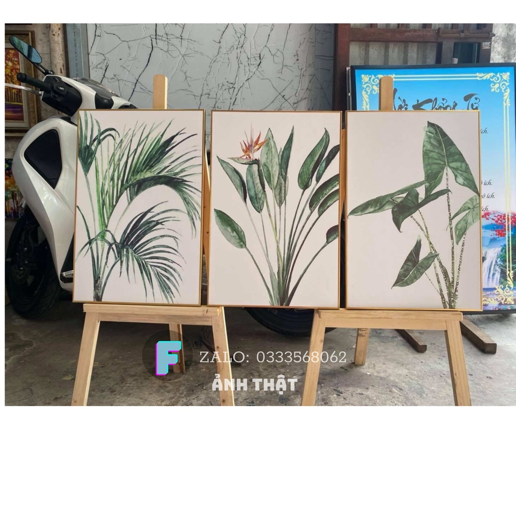 Tranh Treo Tường canvas, Tranh treo phòng khách,phòng ngủ, cầu thang đẹp⚡FREE SHIP⚡ Mẫu lá cây, tone xanh