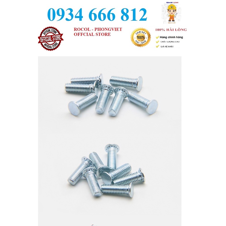 Combo 50c tán đóng, vít chống xoay FH M3X15, M4X10, M4X12, M4X16 thép mạ