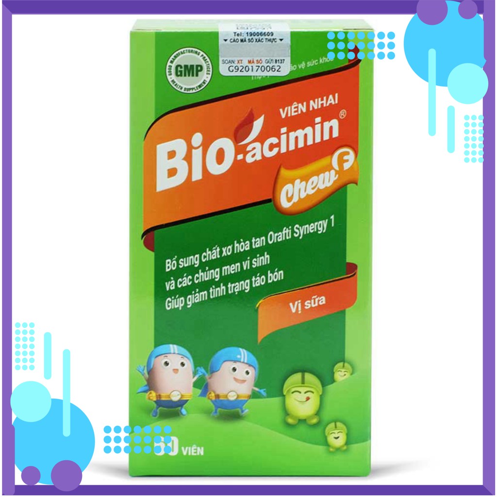 [Mua 3 tặng 1] Thực phẩm bảo vệ sức khỏe viên nhai Bio-acimin Chew F (Hộp 60 viên)