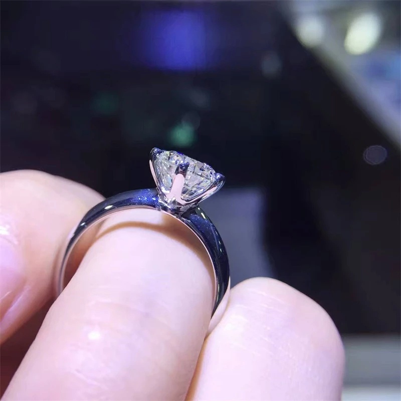 Nhẫn đính hôn hình móng vuốt đính đá zircon đơn giản có thể điều chỉnh kích thước dành cho cặp đôi