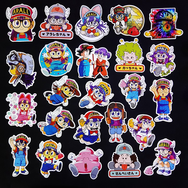 Bộ Sticker dán cao cấp chủ đề ARALE - CÔ BÉ ROBOT - Dùng dán Xe, dán mũ bảo hiểm, dán Laptop...