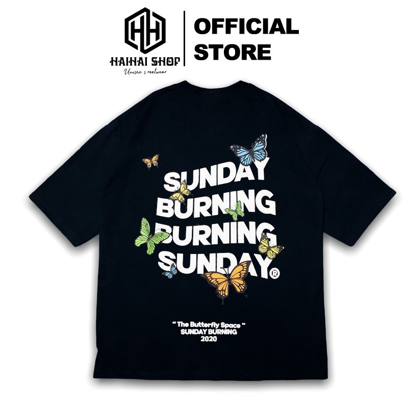Áo Thun Tay Lỡ Unisex Phom Rộng Sunday Burning Cotton 75%, Dày Mịn Đẹp.