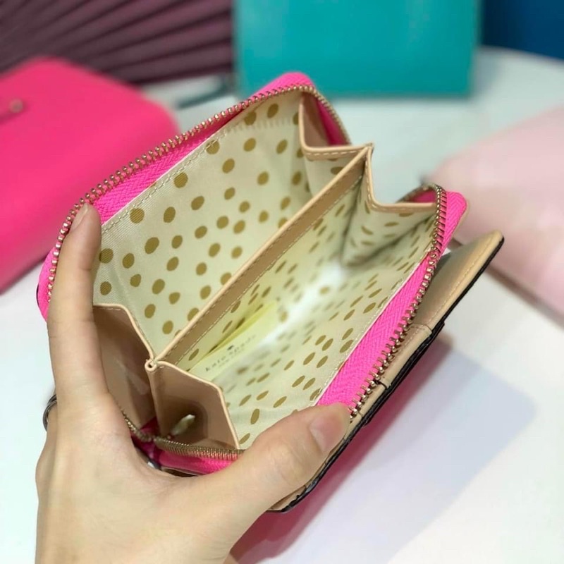 TNS-Ví ngắn cầm tay có ngăn tiền dài Kate spade-chất da mềm xịn sò-tone màu sáng