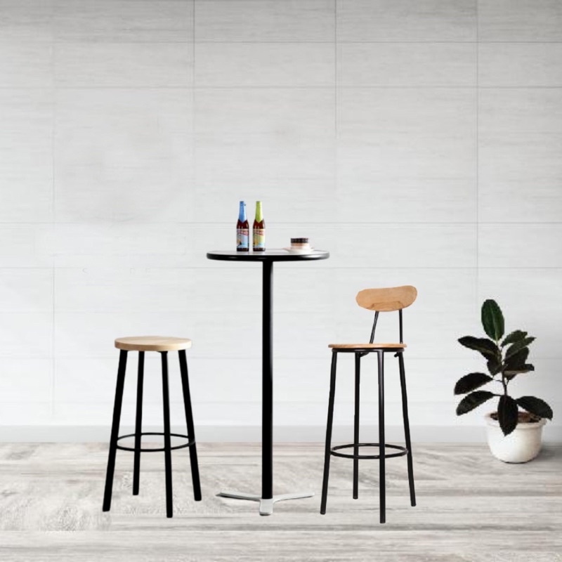 Ghế quầy bar 100% gỗ cao su, ghế quầy thu ngân khung sắt chắc chắn thường dùng cho các quán bar, quán cafe,