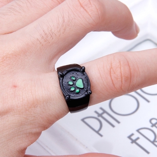 Nhẫn mặt mèo đen hình bọ rùa hoạt hình