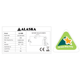 [ LC50(B)] - [MIỄN PHÍ GIAO LẮP] - Tủ mát mini Alaska 50 lít LC-50 (Đen)