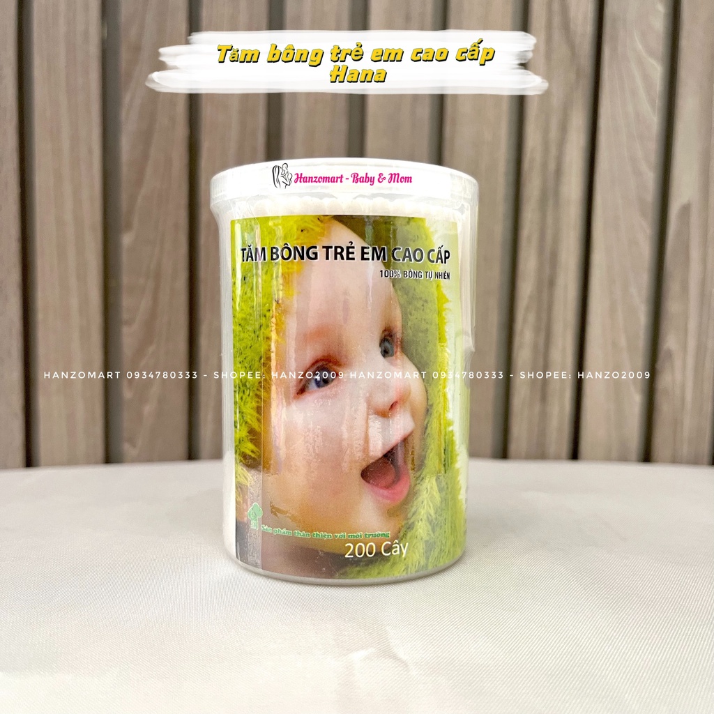 Tăm bông trẻ em sơ sinh tự nhiên thân giấy Hana (200 cây)