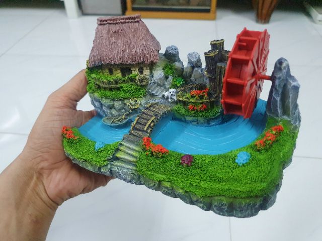 CẢNH NÚI BÁNH QUAY TRANG TRÍ HỒ CÁ NON BỘ 17X9X11CM