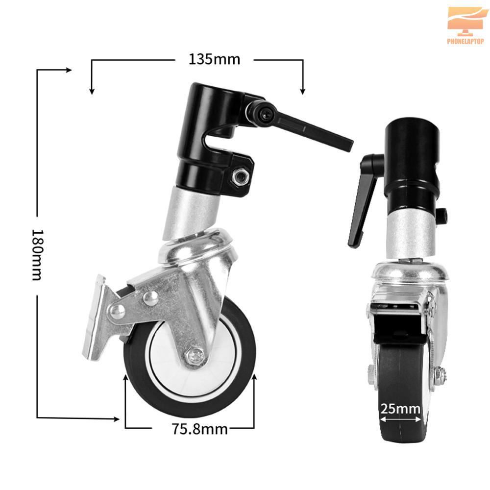 Bộ 3 Bánh Xe Xoay Chuyên Nghiệp Có Lỗ Gắn Giá Đỡ Ba Chân Và Bánh Xe Cao Su Đường Kính 25mm