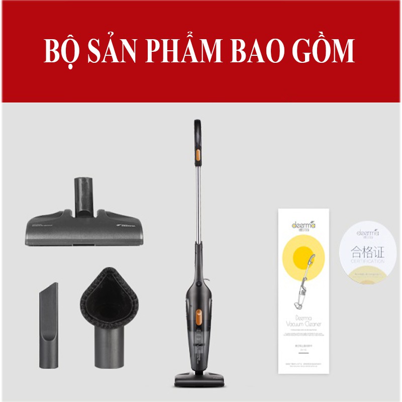 Máy Hút Bụi Gia Đình Cầm tay Deerma DX115C Công Suất Lớn Kèm 3 Đầu Hút - Máy Hút Bụi Cầm Tay Mini