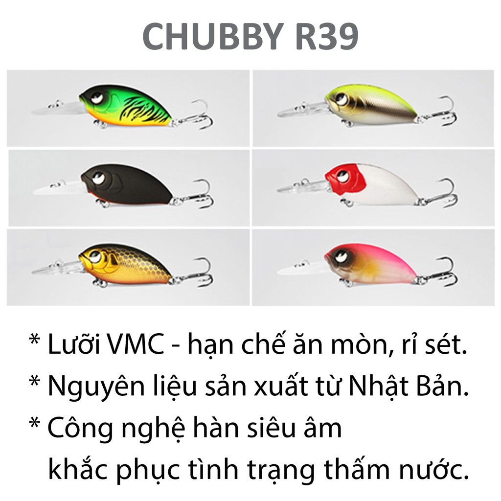 MỒI CHUBBY R39 SIÊU RẺ - MỒI CÂU LURE UL CHUYÊN CÁ TRÁP,CHẼM,LÓC - CÁ SUỐI