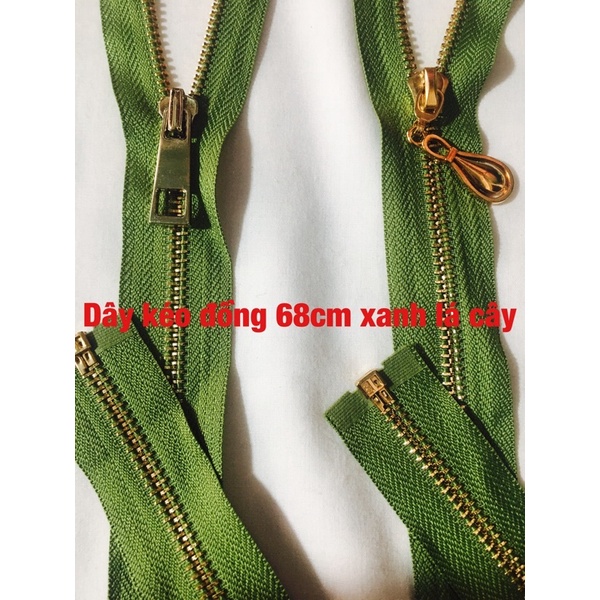 dây kéo đồng 68cm xanh lá cây thay khoá áo khoác,áo da,túi xách,balo