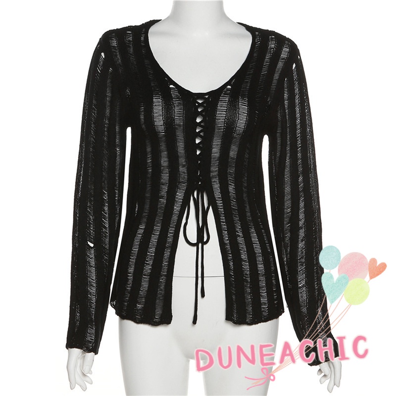 Áo Thun Tay Dài Dáng Rộng Cổ Chữ V Quyến Rũ Cho Nữ