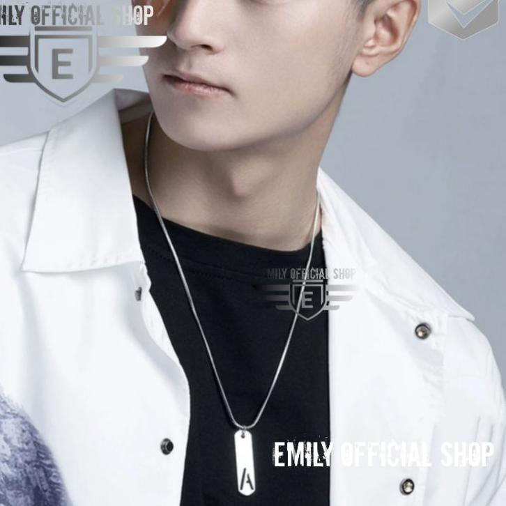 Bảo đảm giá cả Nghiêng... Dây Chuyền Dài Bằng Thép Không Gỉ Khắc Chữ Emily a b c d e f g i j k l m n o q r s t u v w y z 45-60cm Dành Cho Nam Nữ