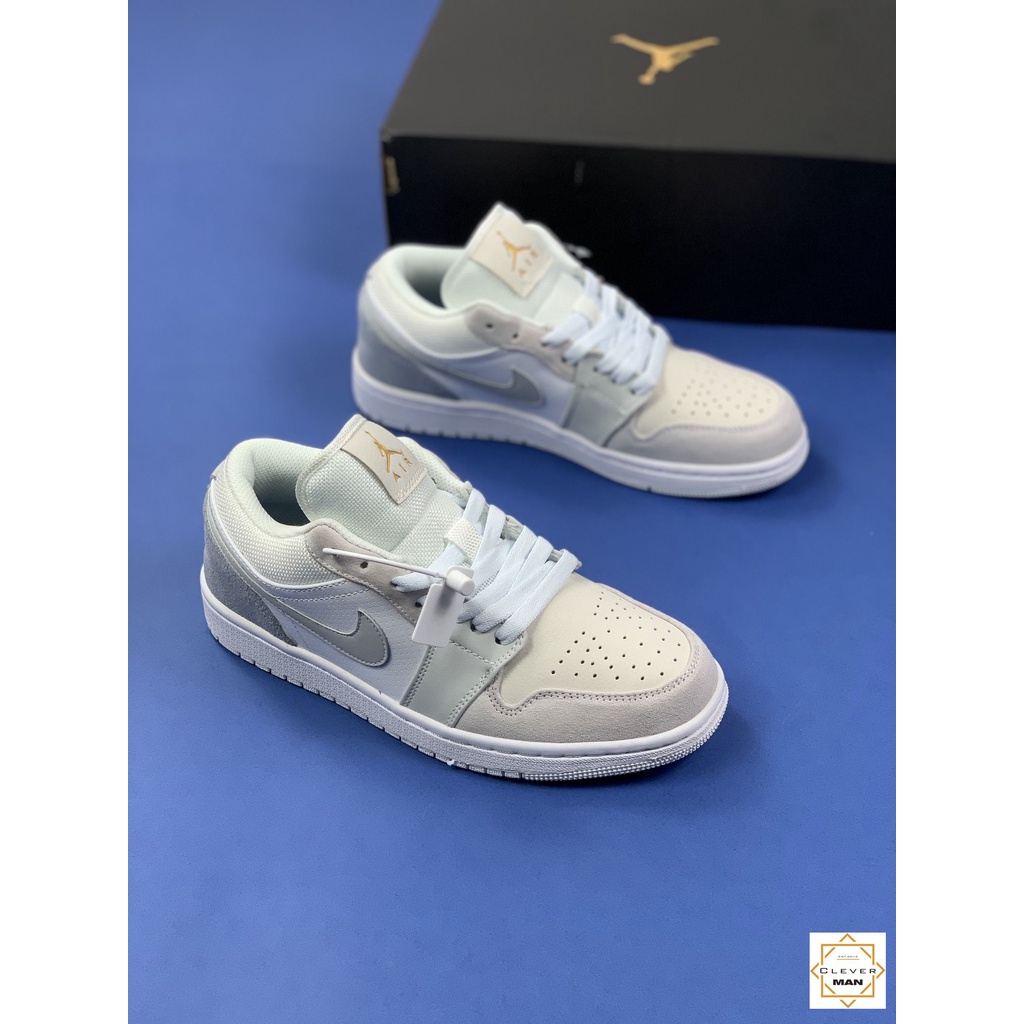 (FREESHIP+HỘP) Giày Thể Thao AIR JORDAN 1 Low Paris Thấp Cổ Màu Xám Xanh Cực Phong Cách Clever Man Store