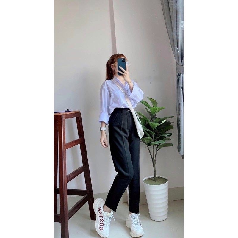 Quần Baggy Nữ Cạp Cao Hack Dáng Mặc Đi Làm Đi Học Chan House