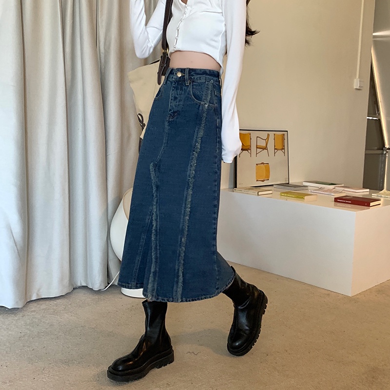 Chân Váy Denim Dáng Chữ a Lưng Cao Thời Trang 48884