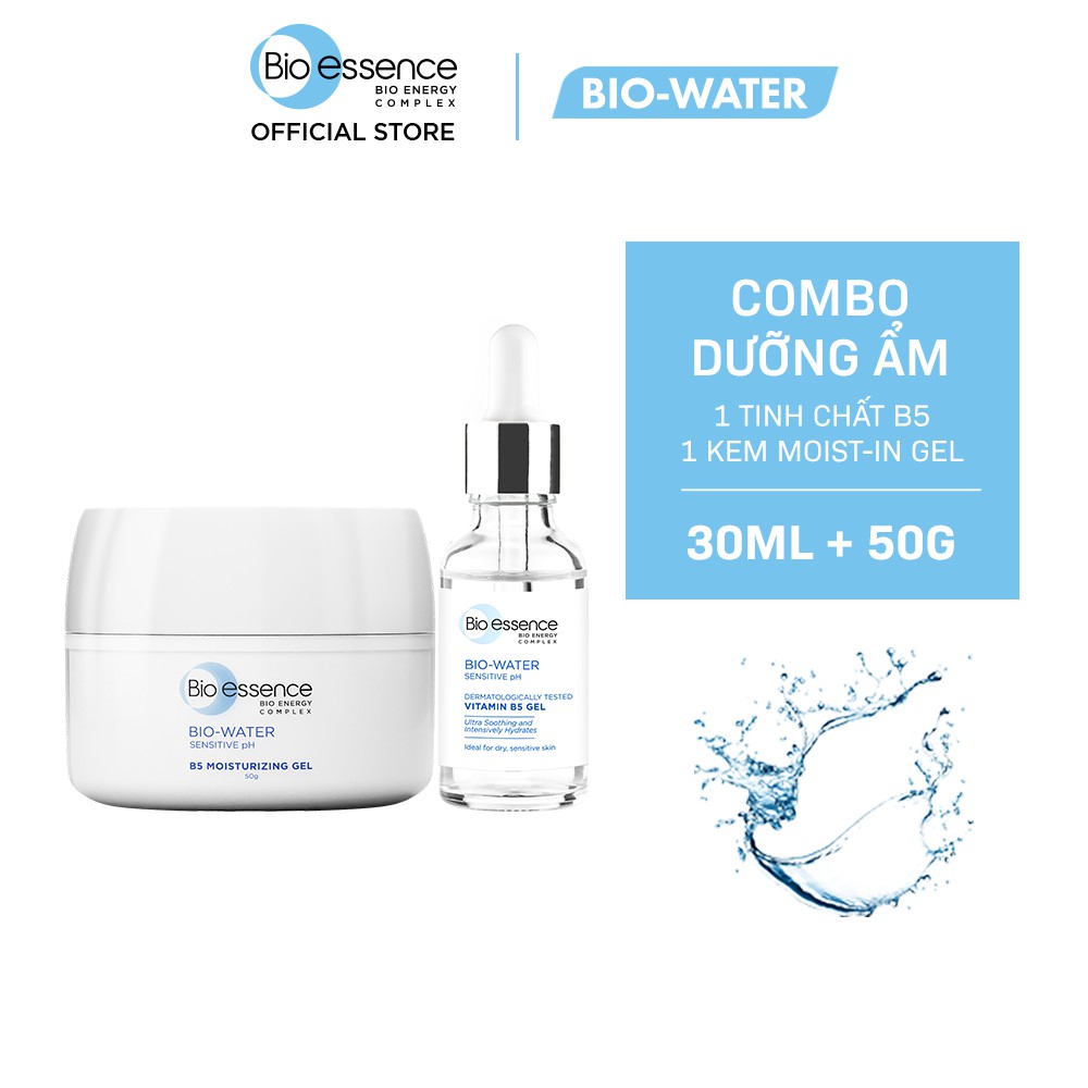 [SƯU TẦM VOUCHER GIẢM NGAY 50K] Combo dưỡng ẩm Bio-Essence Bio-Water (Tinh chất Vitamin B5 30ml+ Kem Moist-in Gel 50g)