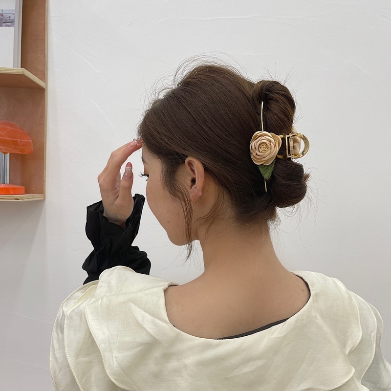 Kẹp tóc kim loại đính hoa cỡ lớn kẹp tóc hoa sau đầu cho nữ phong cách Hàn Quốc