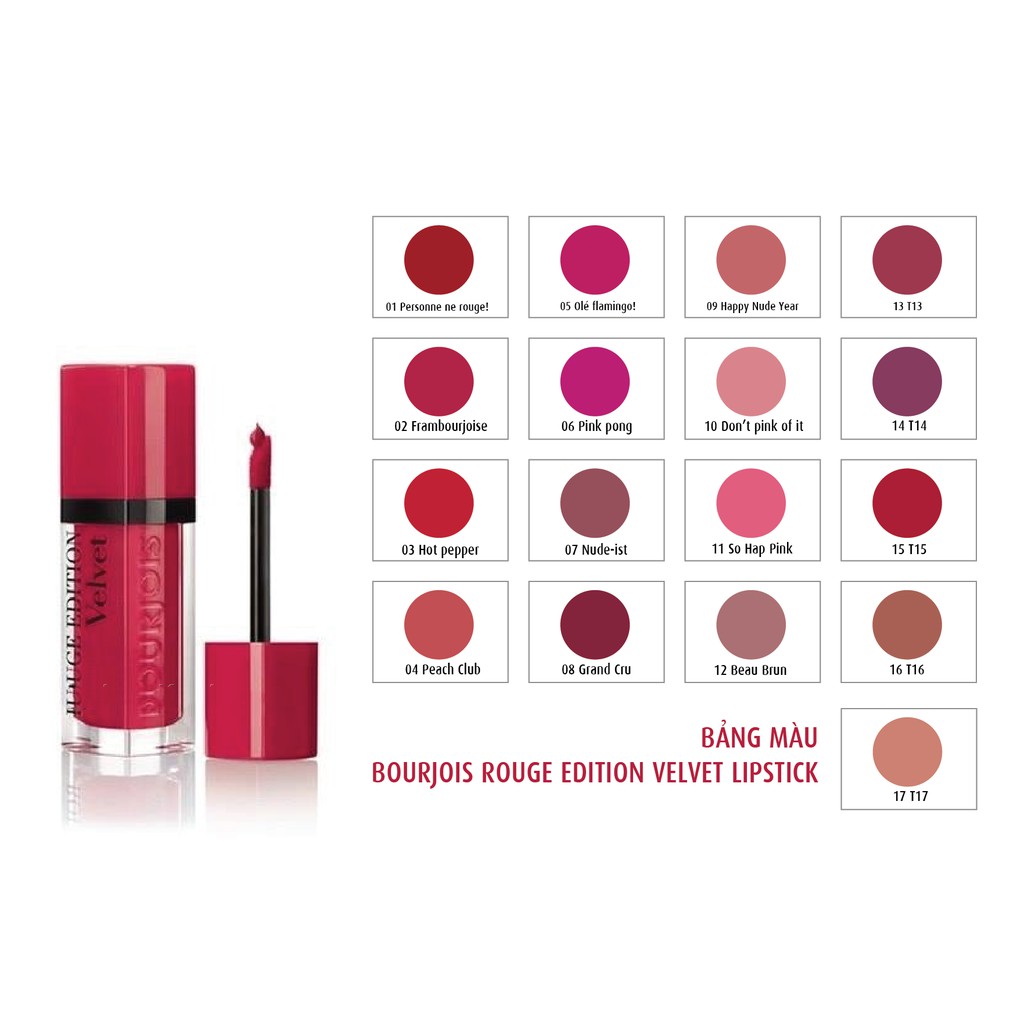 Son Kem Lì ♥Velvet Bourjois Rouge Edition♥ Chính hãng Pháp BJ