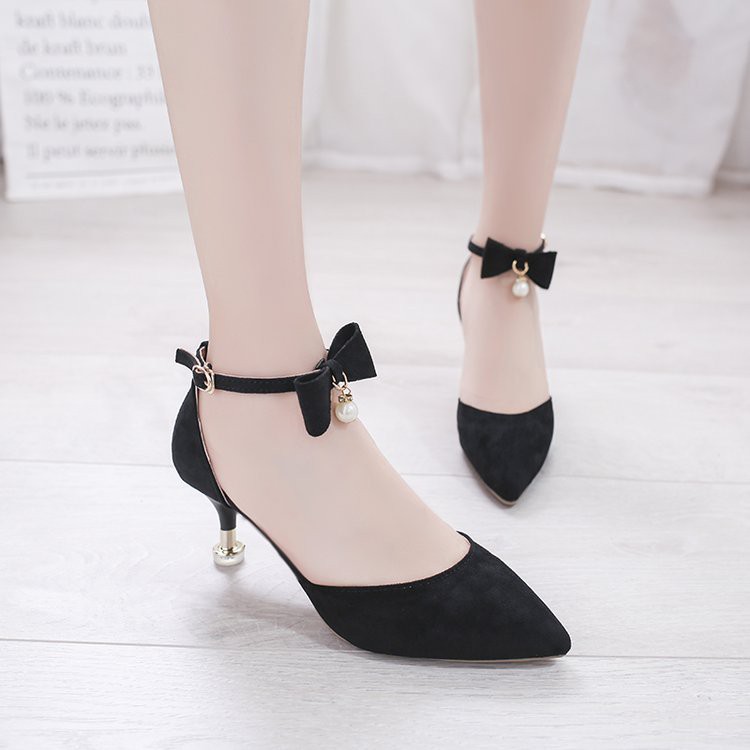 Guốc cao gót nữ 5p mũi nhọn chất Da Lộn cao cấp chuẩn hàng VNXK, Guốc nữ Công Sở bền đẹp HEAKOS