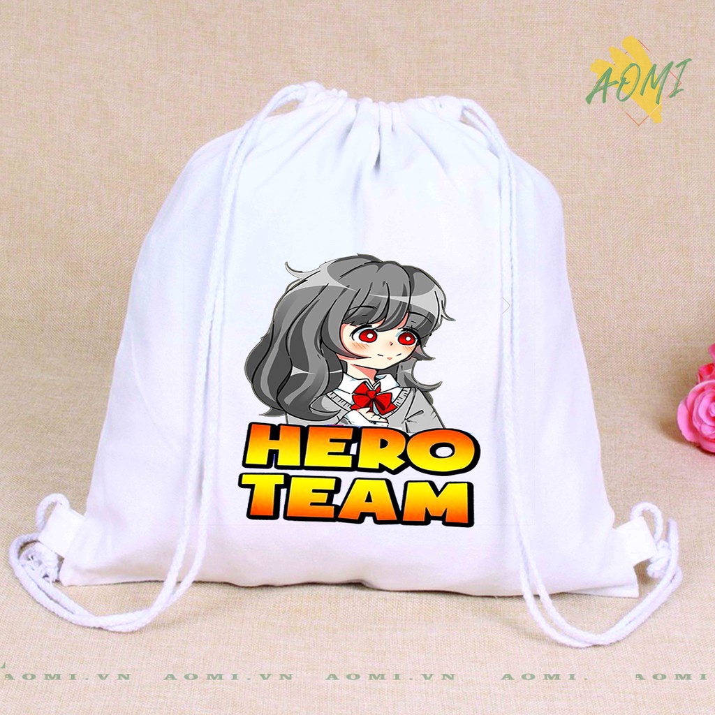 BALO MINI HEROTEAM SIM SAM SIRO AOMIVN DÂY RÚT ĐEO VAI 33x38cm NHỎ XINH UNISEX CHẤT CANVAS CUTE TIỆN ÍCH DU LỊCH DẠO PHỐ