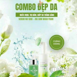 Combo 1 serum ric skin +1 sửa rửa mặt chuẩn cty