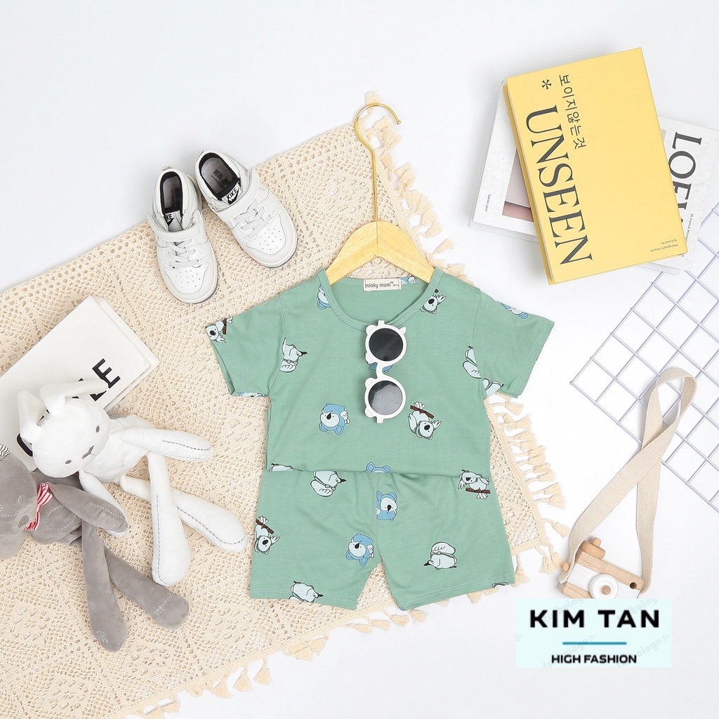 Bộ MINKY MOM Cộc Tay ⚡FREESHIP⚡ Chất Thun Lạnh Cho Bé Trai, Bé Gái Thoải Mái Thoáng Mát Ngày Hè