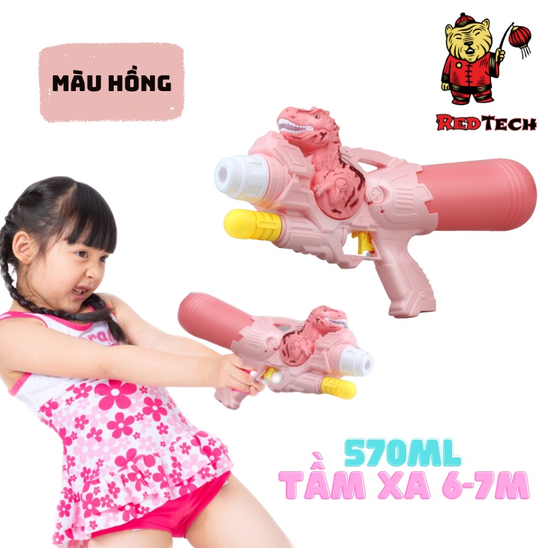 Súng bắn nước áp lực hình khủng long 570ml Redtech.