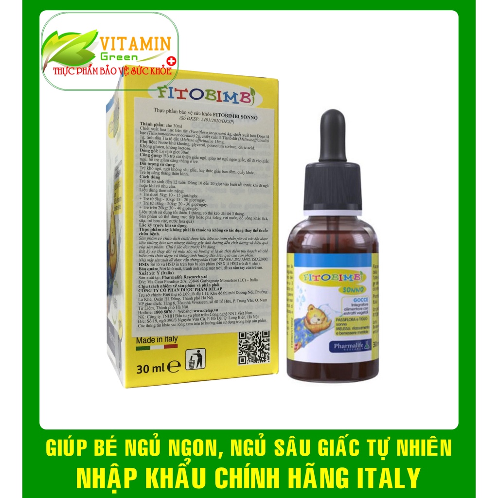 FITOBIMBI SONNO GIÚP BÉ NGỦ NGON, NGỦ SÂU GIẤC | NHẬP KHẨU CHÍNH HÃNG ITALY