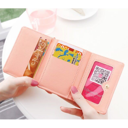 KAITIFEI Ví bóp Cầm Tay đẹp mini da ngắn gập đơn giản xinh xắn sang trọng Cao Cấp nhỏ dây kéo Bóp đựng tiền Xu / Thẻ