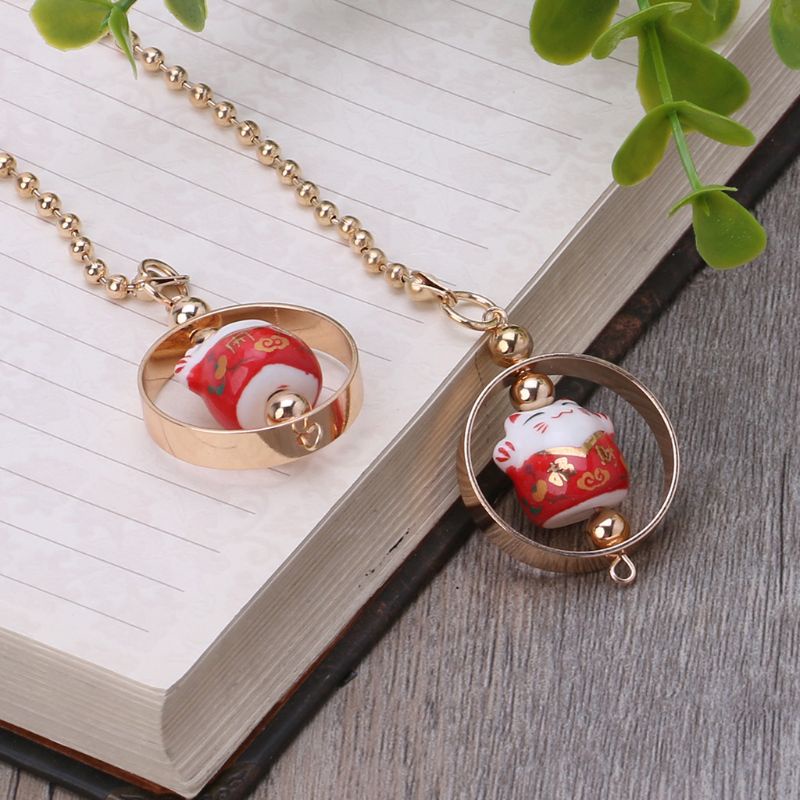 Phụ Kiện Treo Trang Trí Gương Chiếu Hậu Xe Hơi Hình Mèo May Mắn Bằng Gốm Sứ
