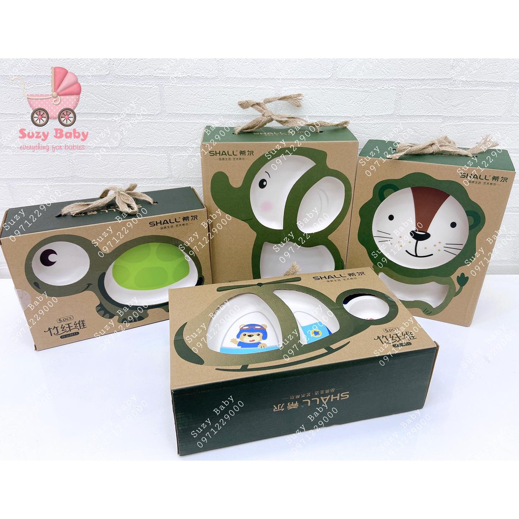 Set 5 món bát ăn dặm bột tre Bamboo cao cấp