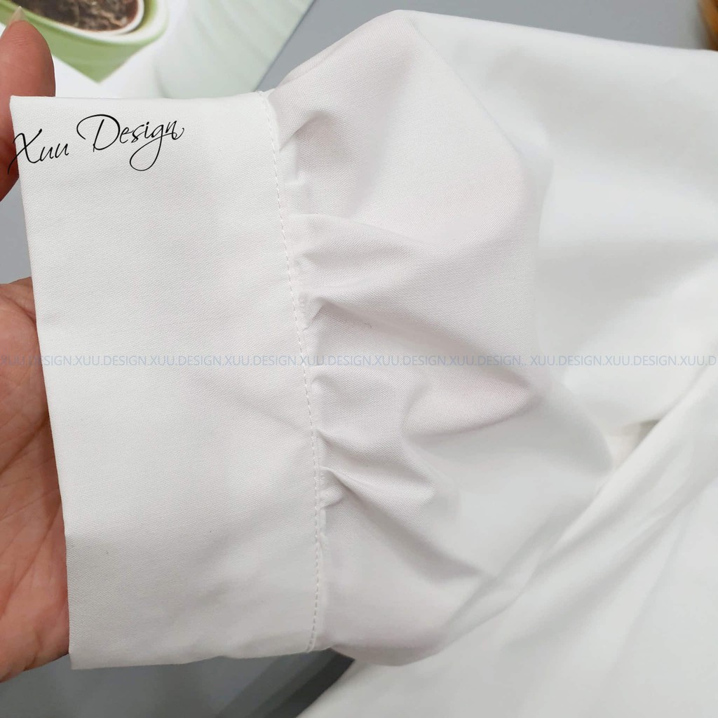 Áo sơ mi trắng nữ kiểu tay bồng lỡ - Thời trang thiết kế XUU DESIGN SM11