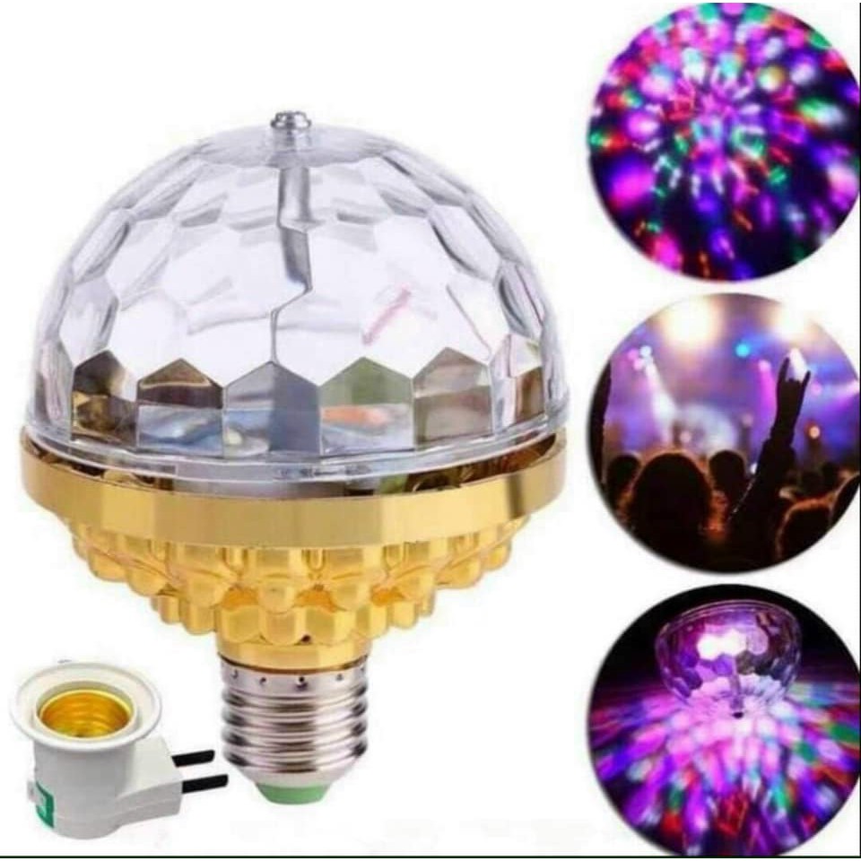 Đèn led xoay 7 màu vũ trường nháy chớp theo nhạc hiệu ứng 360 độ tặng kèm đui cắm Decor 4.0