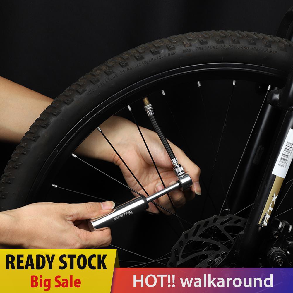 Walk WEST BIKING Mini Air Pump Aluminum Alloy Bicycle Tire Basketball Inflator 