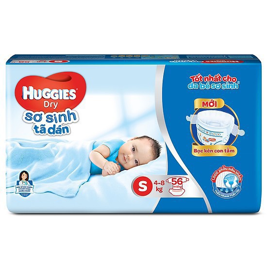 Bỉm tã dán Huggies Size S - 30, 56 miếng