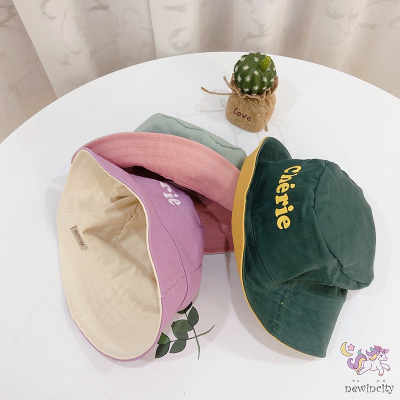 Mũ tròn vành 2 mặt in chữ thời trang Hàn Quốc dành cho bé trai/bé gái