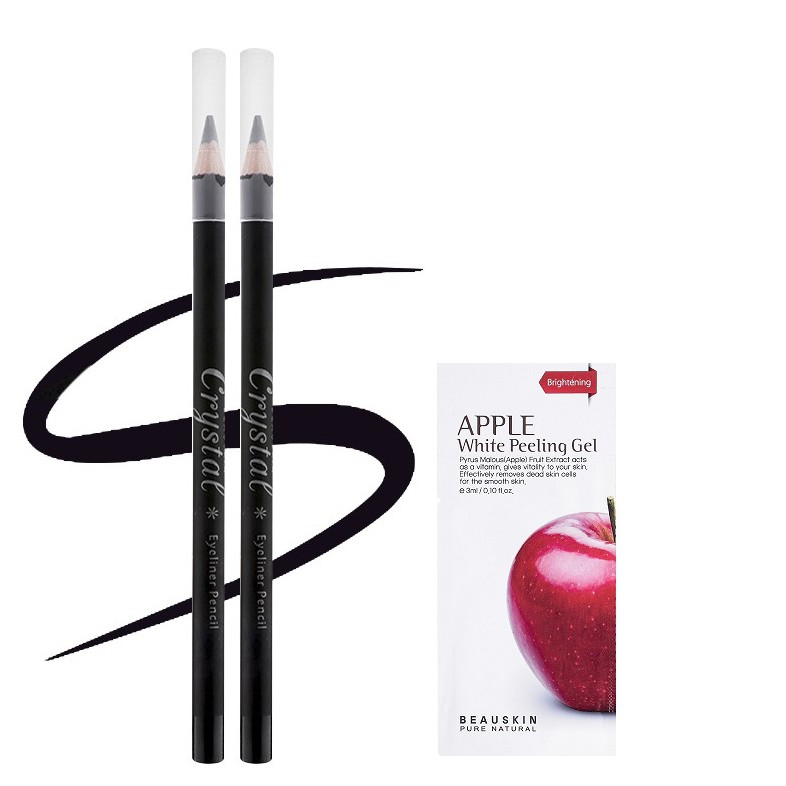 Combo 1 bút kẻ mí mắt Beauskin Hàn quốc màu đen 5g/cây Và 1 gói tẩy da chết Beauskin Apple 3ml/gói