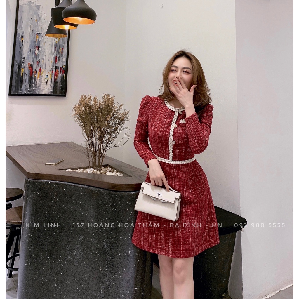Váy Đỏ Dạ Viền Tết Khuy Ngọc - Kim Linh Shop | BigBuy360 - bigbuy360.vn