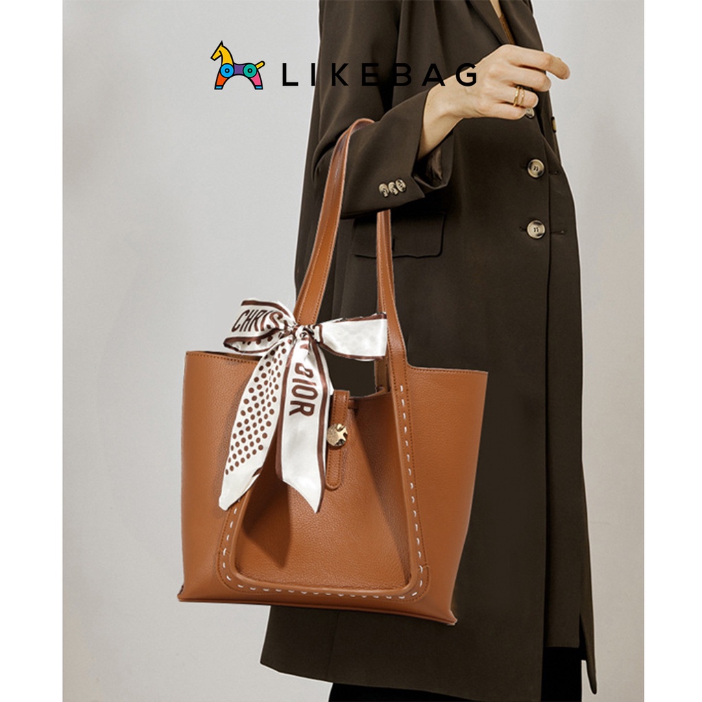 Túi xách nữ đeo vai thời trang LIKEBAG form to 1 ngăn thắt nơ thanh lịch 212ST7584 - LIBAGI