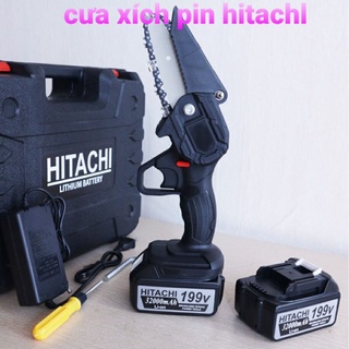Máy Cưa pin, HITACHL 199V- Máy Cưa xích cầm tay Mini Cắt Tỉa Cành Cây - Lõi Đồng 100%- 199v