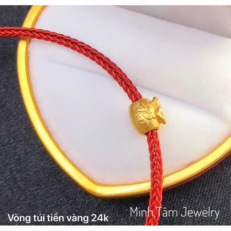 Charm túi tiền Au 24 kara Vòng tay may mắn túi tiền 24k