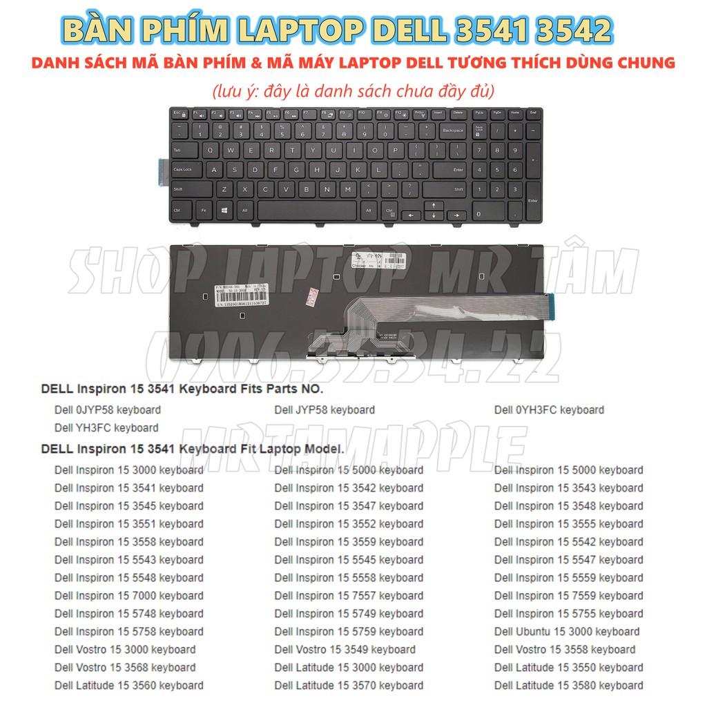 (KEYBOARD) BÀN PHÍM LAPTOP DELL 3541 3542  dùng cho Inspiron 15-3000 3541 3542 3543 3547 3551 3552 3558 3559 3567 3557