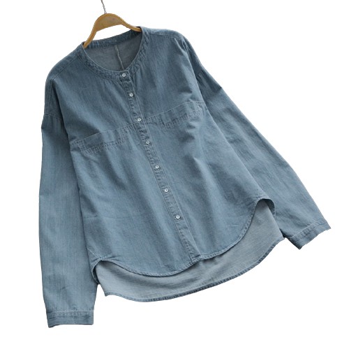 Áo Zanzea denim dài tay dáng rộng tà bất đối xứng thời trang cho nữ