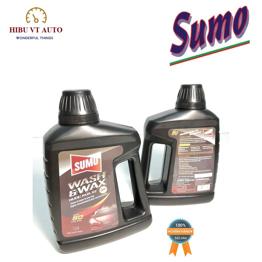 Nước rửa xe bảo vệ màu sơn xe SUMO WASH & WAX 1L có thêm phụ gia chất đánh bóng, cho chiếc xe của bạn sáng bóng như mới